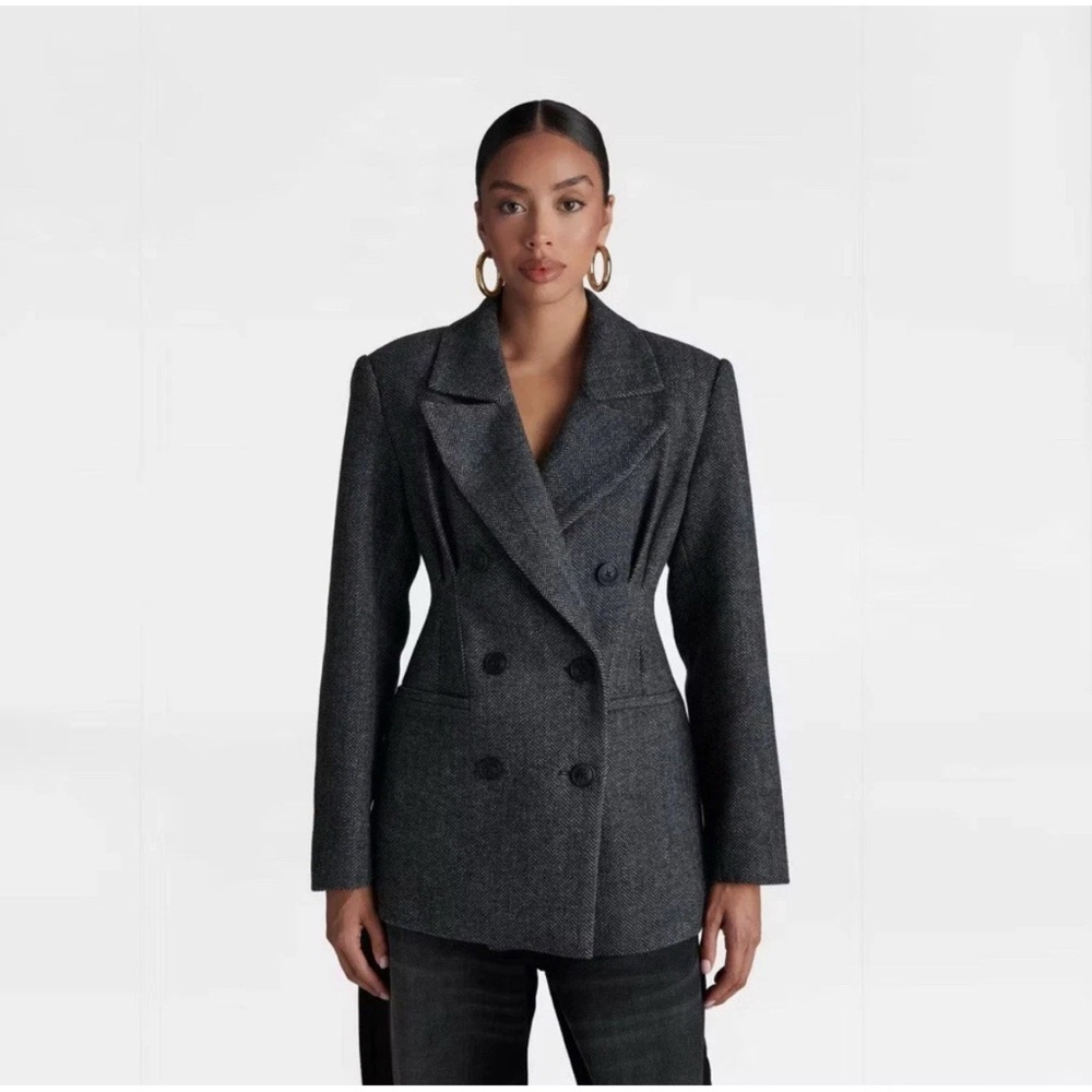 Double-Breasted Gray Blazer Jacket